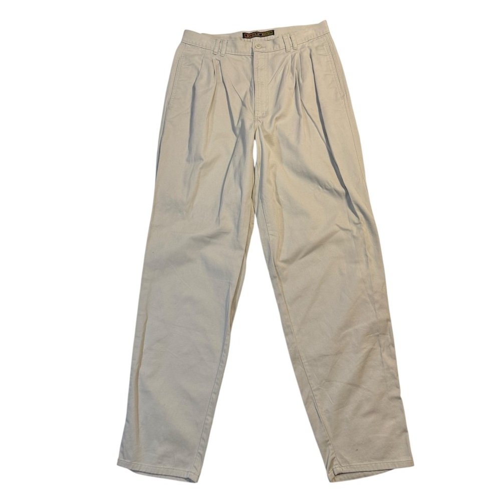 Vtg Bugle Boy Pants Pleated Mens 32x31 Beige Relaxed Straight Leg Talon Zipper
